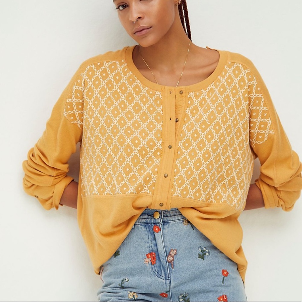 Free People Free Spirit Tee Embroidered Peach Fuzz